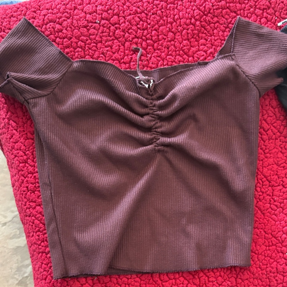 Urban Outfitters Brown Ribbed Crop Top